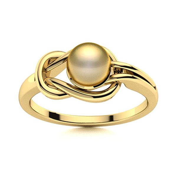 Natural 1.52 CTW Pearl Solitaire Ring 14K Yellow Gold