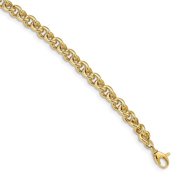 14k Yellow Gold 7 mm Polished Fancy Link Bracelet - 7.5 in.