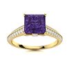 Image 1 : Natural 1.13 CTW Amethyst & Diamond Engagement Ring 14K Yellow Gold