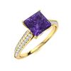 Image 2 : Natural 1.13 CTW Amethyst & Diamond Engagement Ring 14K Yellow Gold