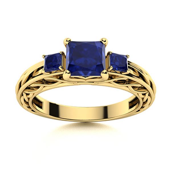 Natural 1.23 CTW Sapphire Solitaire Ring 18K Yellow Gold