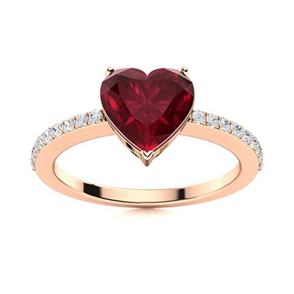 Natural 1.26 CTW Ruby & Diamond Engagement Ring 18K Rose Gold