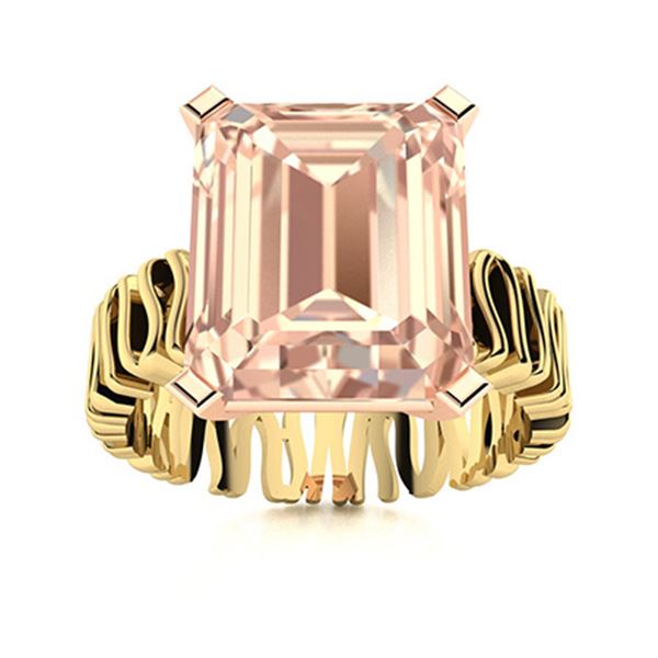 Natural 4.94 CTW Morganite Solitaire Ring 14K Yellow Gold