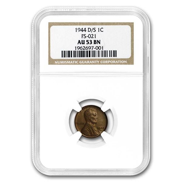 1944-D/S Lincoln Cent AU-53 NGC (FS-021)
