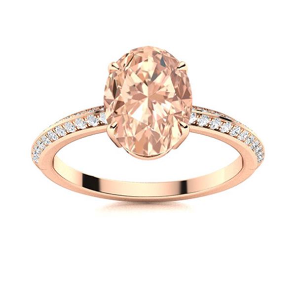 Natural 4.51 CTW Morganite & Diamond Engagement Ring 18K Rose Gold