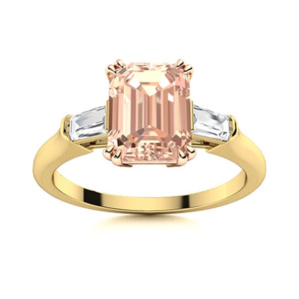 Natural 2.22 CTW Morganite & Diamond Engagement Ring 18K Yellow Gold