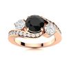 Natural 1.51 CTW Black & White Diamond Engagement Ring 14K Rose Gold