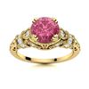 Natural 1.65 CTW Pink Sapphire & Diamond Engagement Ring 14K Yellow Gold