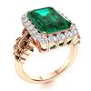 Image 2 : Natural 4.57 CTW Emerald & Diamond Engagement Ring 14K Rose Gold