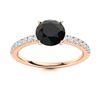 Natural 1.97 CTW Onyx & Diamond Engagement Ring 18K Rose Gold