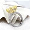 Image 3 : Natural 8.87 CTW Radiant Cut Light Yellow Diamond Engagement Ring 14KT Two-tone