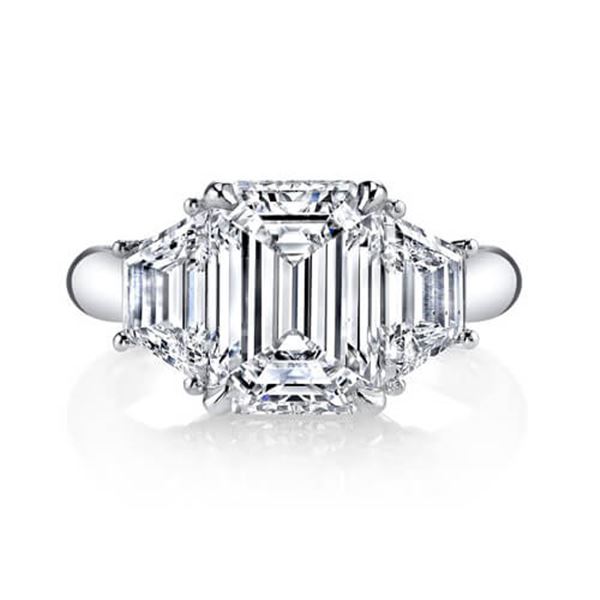 Natural 2.02 CTW Emerald Cut & Trapezoid 3-Stone Diamond Ring 14KT White Gold