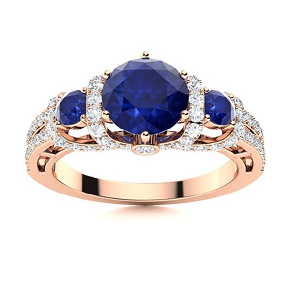 Natural 2.16 CTW Sapphire & Diamond Engagement Ring 14K Rose Gold