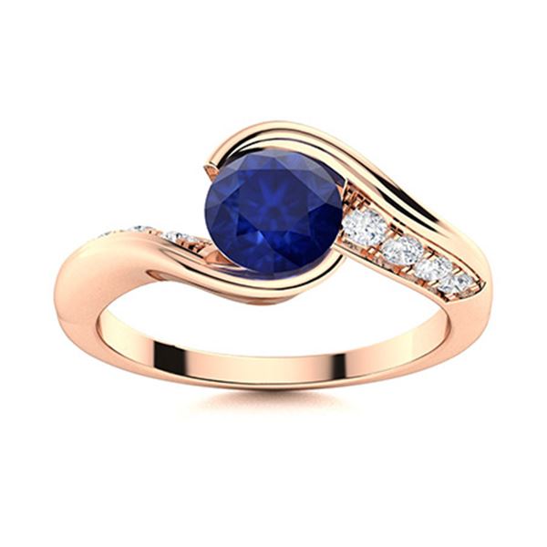 Natural 1.52 CTW Sapphire & Diamond Engagement Ring 18K Rose Gold
