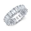 Natural 10.52 CTW Emerald Cut Diamond Eternity Ring 18KT White Gold