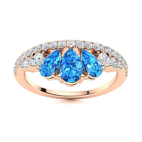 Natural 1.23 CTW Topaz & Diamond Engagement Ring 14K Rose Gold