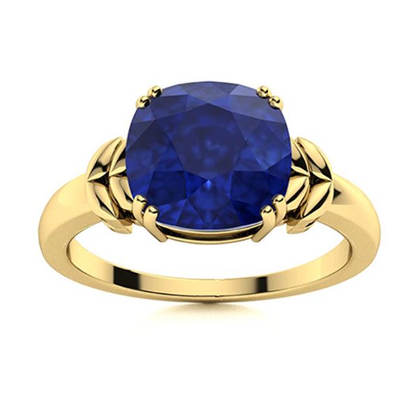 Natural 2.96 CTW Sapphire Solitaire Ring 14K Yellow Gold