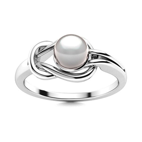 Natural 0.77 CTW Pearl Solitaire Ring 18K White Gold