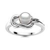 Natural 0.77 CTW Pearl Solitaire Ring 18K White Gold