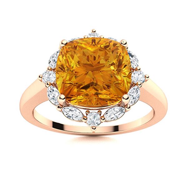 Natural 3.04 CTW Citrine & Diamond Engagement Ring 14K Rose Gold