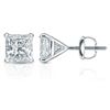 Natural 4.02 CTW Princess Cut Diamond Stud Earrings 14KT White Gold