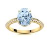 Natural 1.80 CTW Aquamarine & Diamond Engagement Ring 18K Yellow Gold