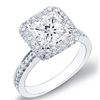 Natural 4.02 CTW Princess Cut Halo Micro Pave Diamond Engagement Ring 18KT White Gold