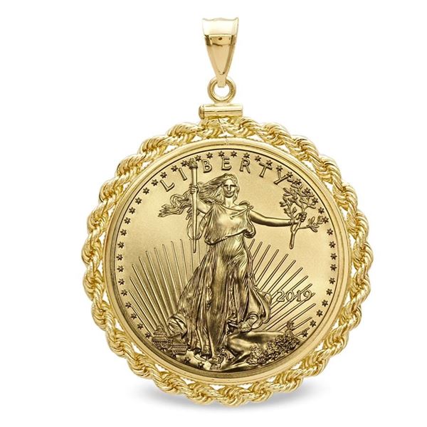 2019 1 oz Gold Eagle Pendant (Rope-ScrewTop Bezel)