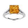 Natural 0.80 CTW Citrine & Diamond Engagement Ring 14K White Gold