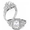 Natural 2.42 CTW Halo Emerald Cut Princess & Trapezoids Diamond Ring 14KT White Gold