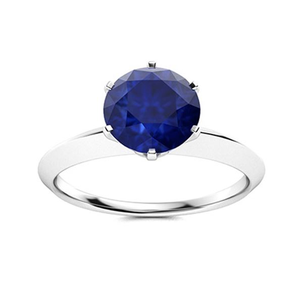Natural 1.62 CTW Sapphire Solitaire Ring 18K White Gold