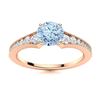 Natural 1.45 CTW Aquamarine & Diamond  Engagement Ring 14K Rose Gold