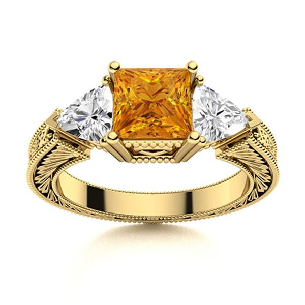 Natural 1.87 CTW Citrine & Diamond Engagement Ring 18K Yellow Gold