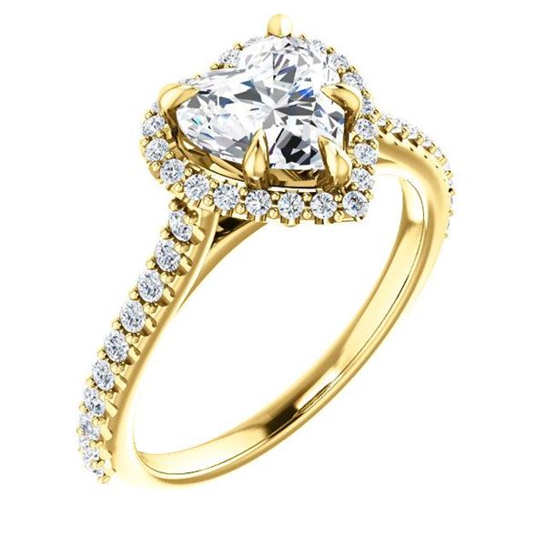 Natural 1.72 CTW Halo Heart Brilliant Cut Forever Diamond Engagement Ring 18KT Yellow Gold