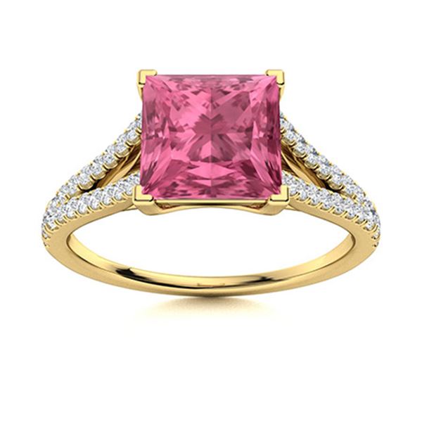Natural 1.17 CTW Tourmaline & Diamond Engagement Ring 18K Yellow Gold