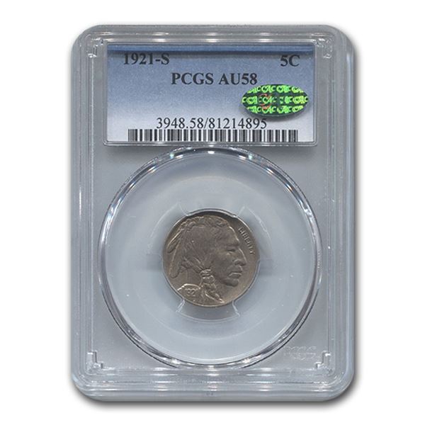 1921-S Buffalo Nickel AU-58 PCGS CAC