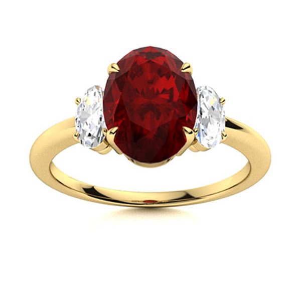 Natural 2.98 CTW Garnet & Diamond Engagement Ring 18K Yellow Gold