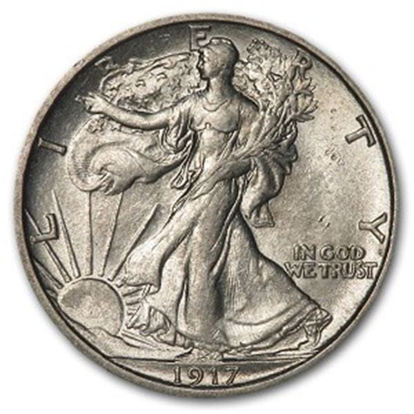 1917-S Reverse Walking Liberty Half Dollar AU-58