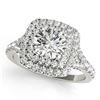 Natural 1.6 ctw Diamond Solitaire Halo Ring 14k White Gold