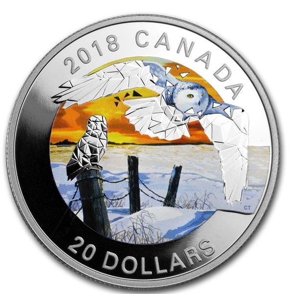 2018 Canada 1 oz Silver $20 Geometric Fauna: Snowy Owls