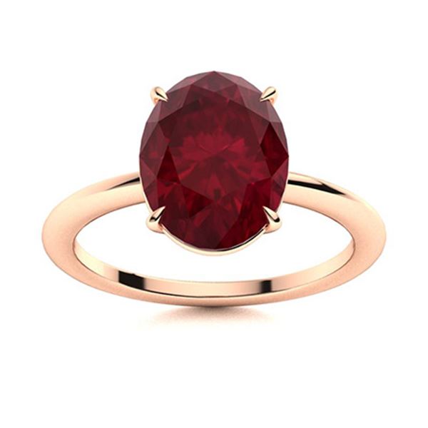 Natural 1.89 CTW Ruby Solitaire Ring 18K Rose Gold