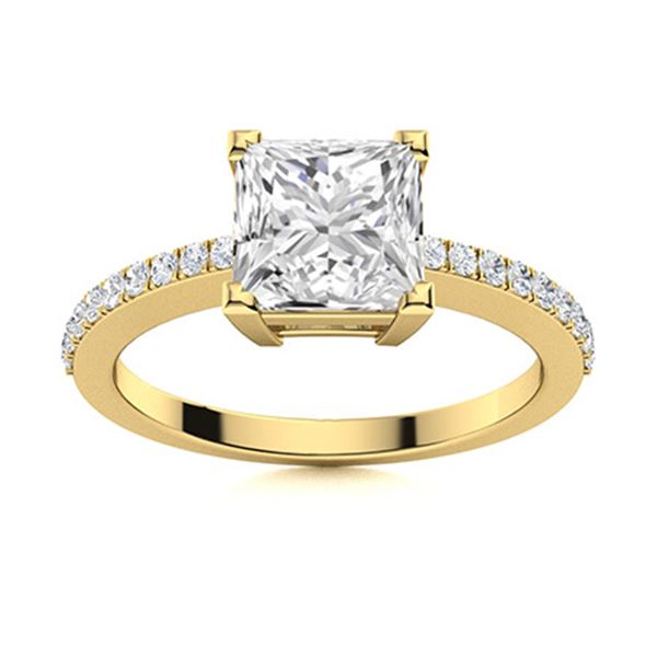 Natural 1.43 CTW Diamond Solitaire Ring 14K Yellow Gold
