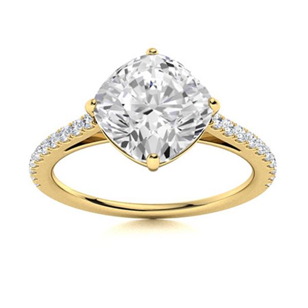 Natural 0.86 CTW Diamond Solitaire Ring 18K Yellow Gold