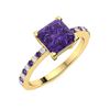 Image 2 : Natural 1.05 CTW Amethyst & Diamond  Engagement Ring 18K Yellow Gold