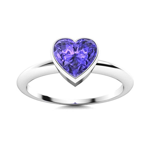 Natural 1.55 CTW Tanzanite Solitaire Ring 14K White Gold