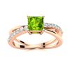 Image 1 : Natural 0.70 CTW Peridot & Diamond Engagement Ring 14K Rose Gold