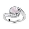 Image 1 : Natural 1.10 CTW Rose Quartz & Diamond Engagement Ring 18K White Gold