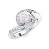 Image 2 : Natural 1.10 CTW Rose Quartz & Diamond Engagement Ring 18K White Gold