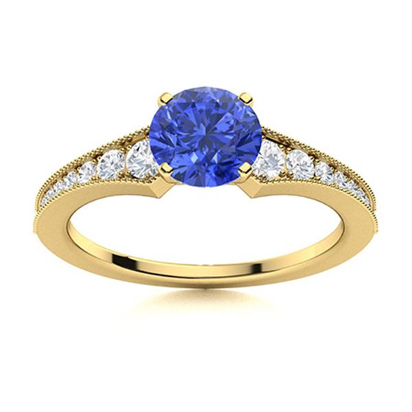 Natural 1.85 CTW Ceylon Sapphire & Diamond Engagement Ring 14K Yellow Gold