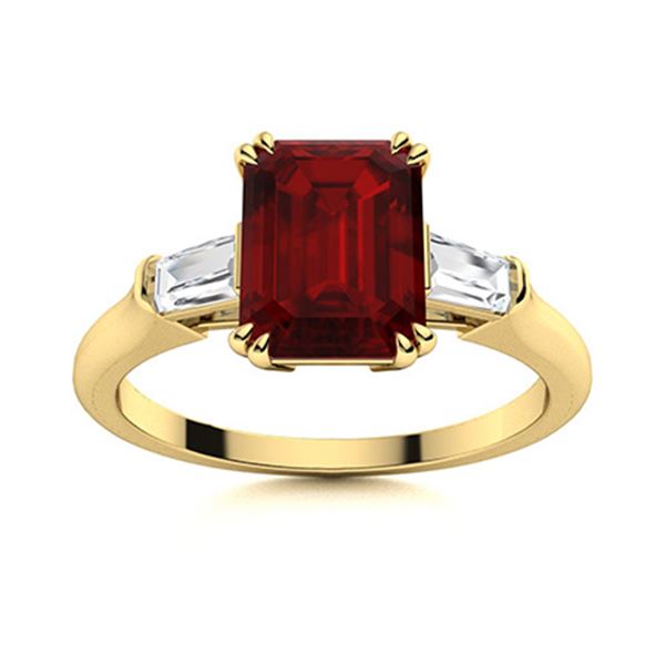 Natural 1.35 CTW Garnet & Diamond Engagement Ring 14K Yellow Gold